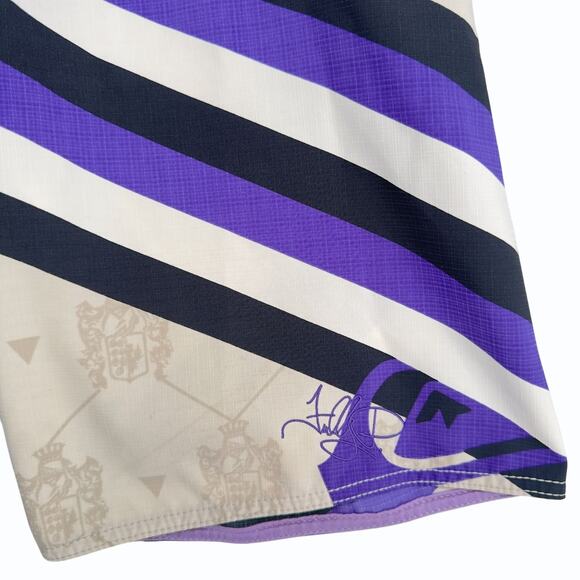 Quiksilver Pro Series Freddy P Collab Board Shorts Mens 34‎ Embroidered Ripstop - Picture 3 of 14